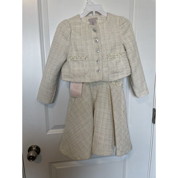 NWT Rachel Zoe Tweed 4 Piece Set Girls Size 5 Dress Jacket Hair Clip & Purse New - Picture 7 of 9